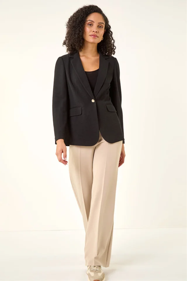 Roman Black Textured Pocket Stretch Jacket
