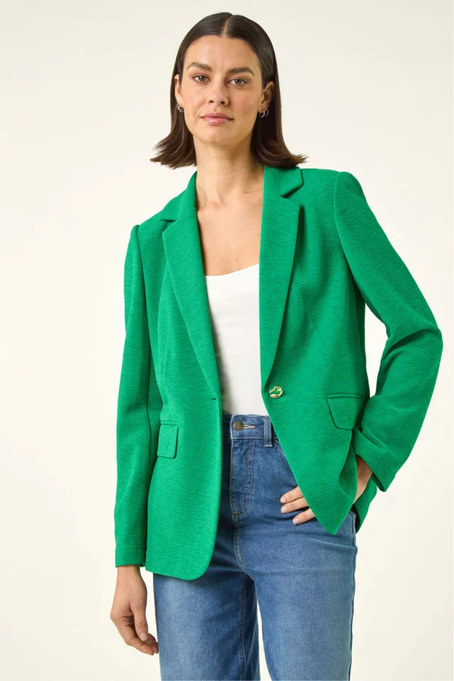Roman Green Textured Pocket Stretch Jacket