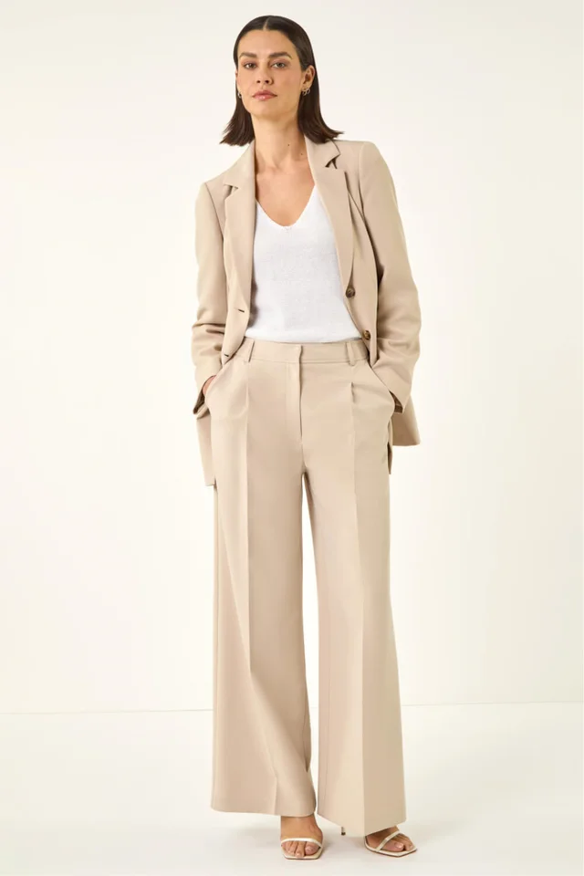Roman Stone Pleat Front Wide Leg Trouser
