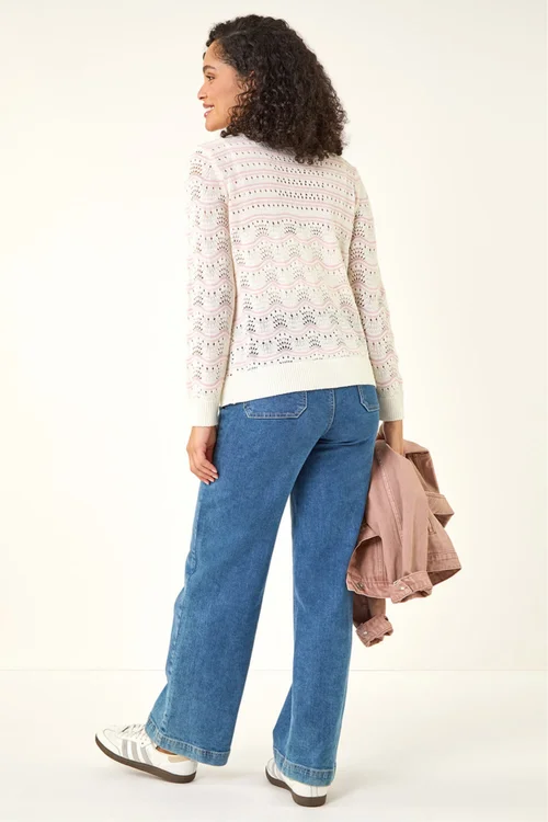 Roman Light Pink Stripe Wave Knit Jumper - Size 20 Image 3