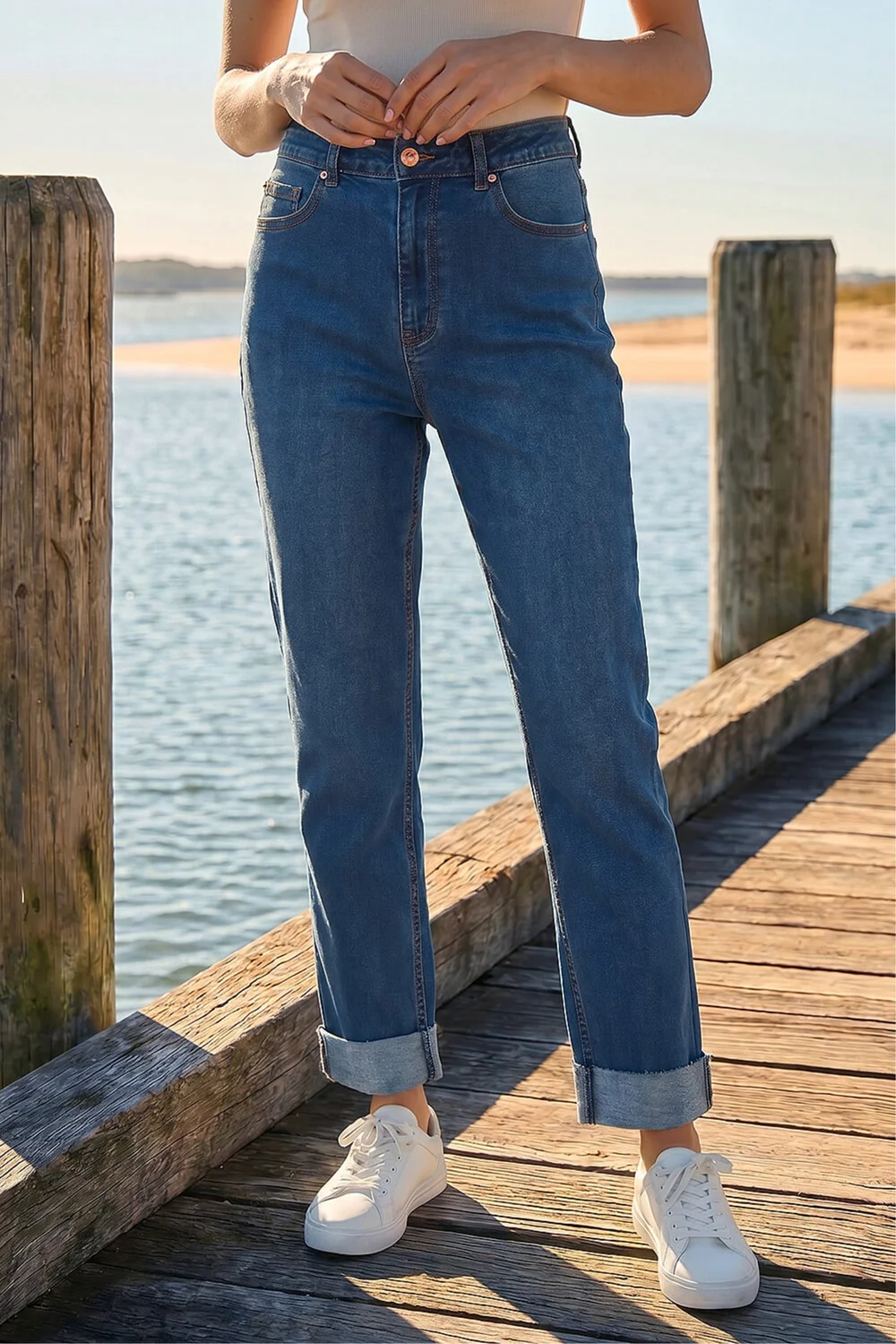 Roman Indigo Petite Turn Up Pocket Jeans - 10 Image 1