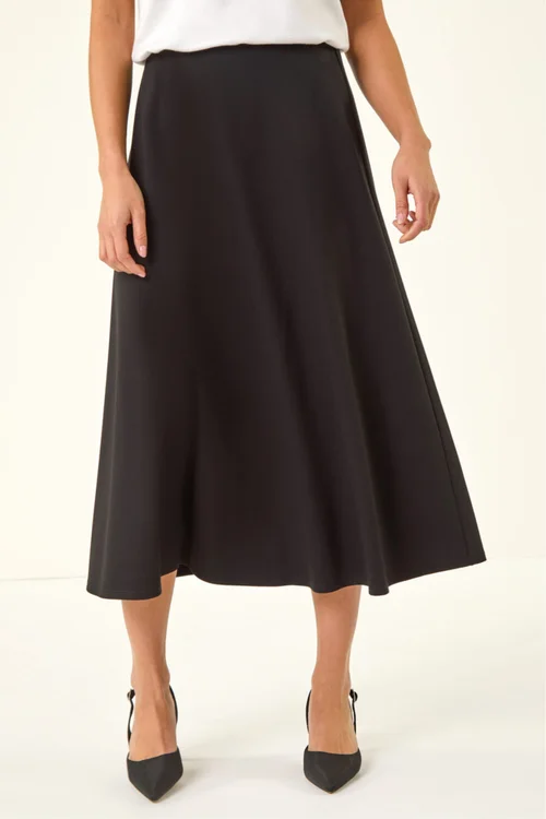 Roman Black Petite Ponte Stretch Midi Skirt - 12 Image 4