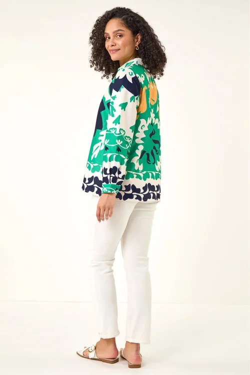 Roman Green Border Print Buttoned Shirt - Size 20 Image 3