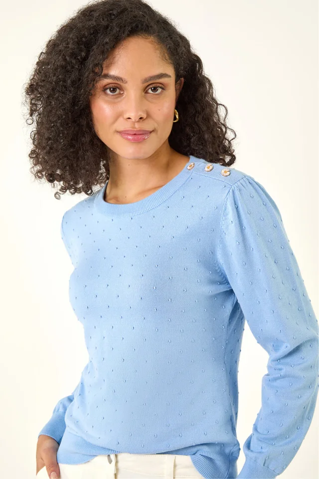 Roman Light Blue Bobble Detail Knit Jumper