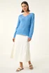 Roman Blue Scallop V-Neck Knit Jumper - Size 16 Image 2
