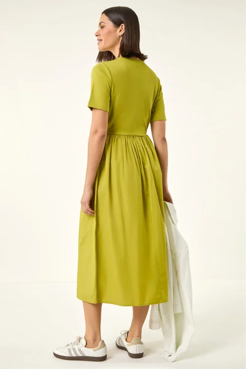 Roman Lime Buttoned Pocket Stretch Midi Dress - 18 Image 3