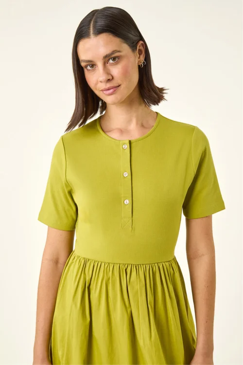 Roman Lime Buttoned Pocket Stretch Midi Dress - 18 Image 4