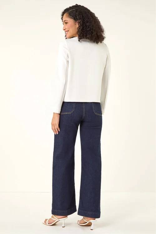 Roman Ivory Beaded Trim Open Jacket - 20 Image 3