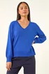 Roman Royal Blue Petite V-Neck Knit Jumper - Size 10 Image 4