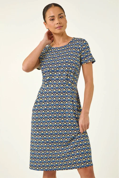 Roman Navy Petite Floral Pocket Dress - 12 Image 4
