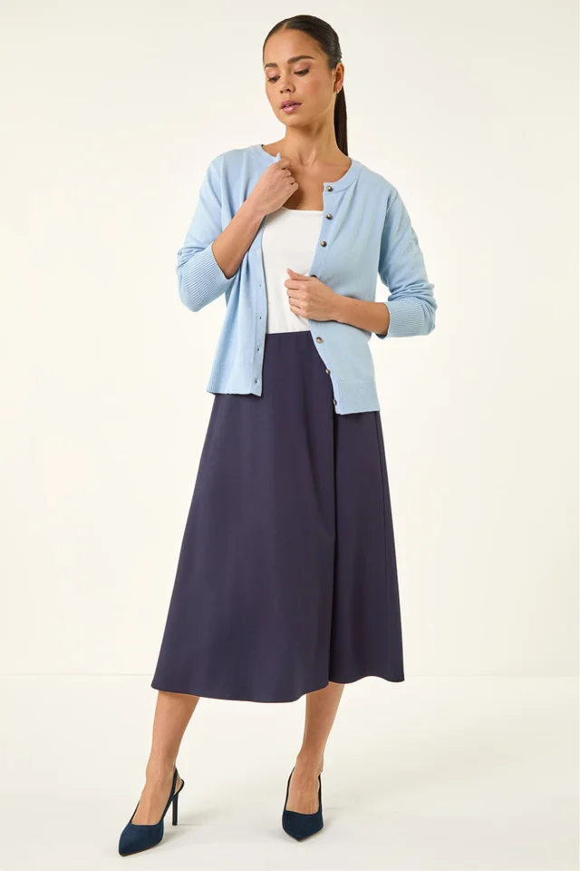 Roman Blue Petite Buttoned Cardigan