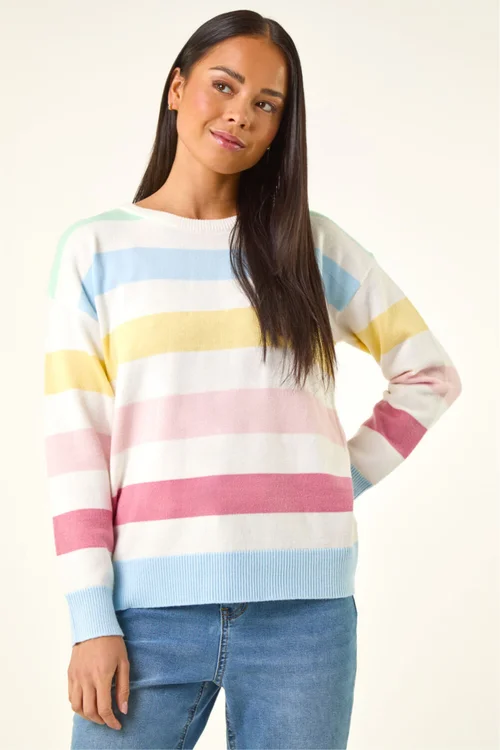 Roman Ivory Petite Stripe Knit Jumper - 12 Image 4