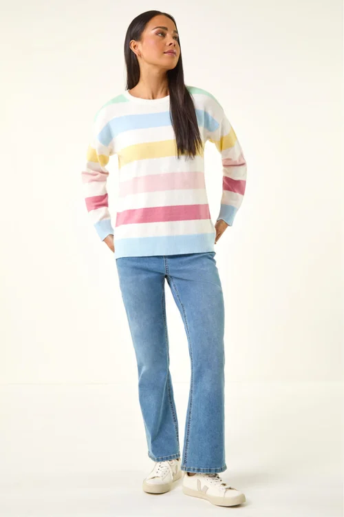 Roman Ivory Petite Stripe Knit Jumper - 12 Image 2