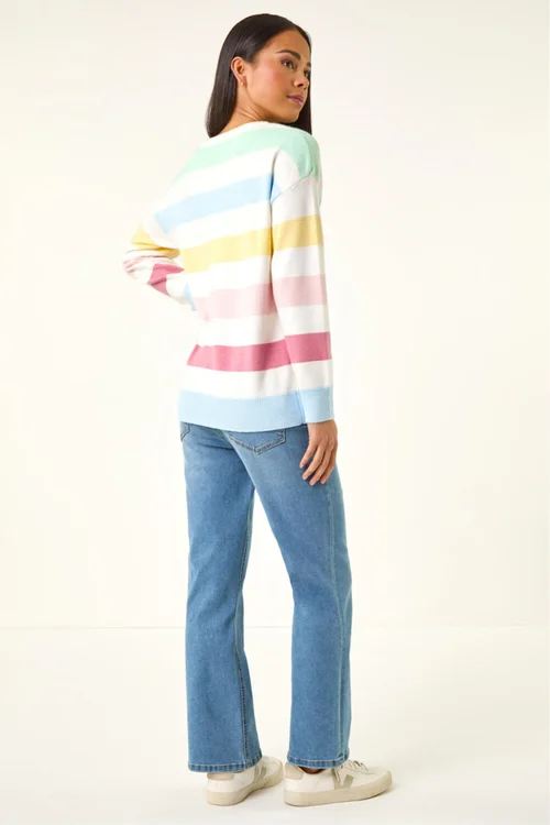 Roman Ivory Petite Stripe Knit Jumper - 12 Image 3