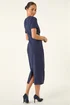 Roman Navy Petite Tie Waist Stretch Midi Dress - 12 Image 3