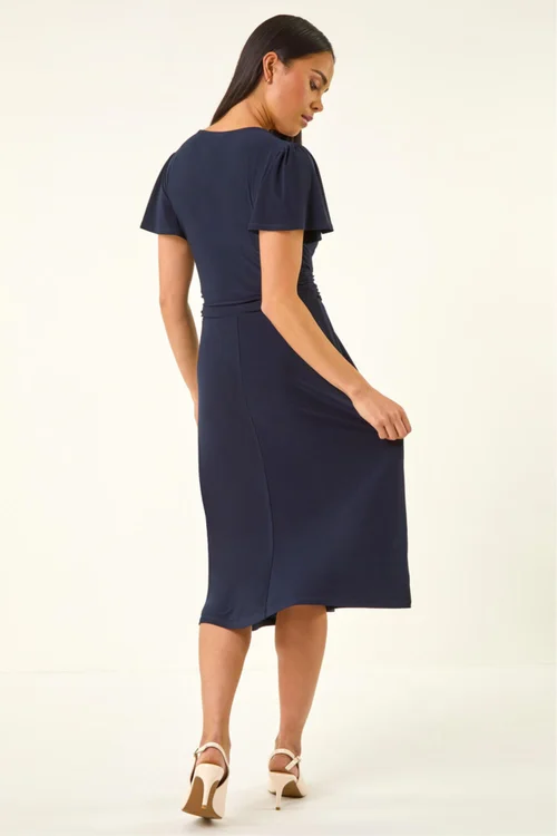Roman Navy Petite Crossover Stretch Dress - 12 Image 4