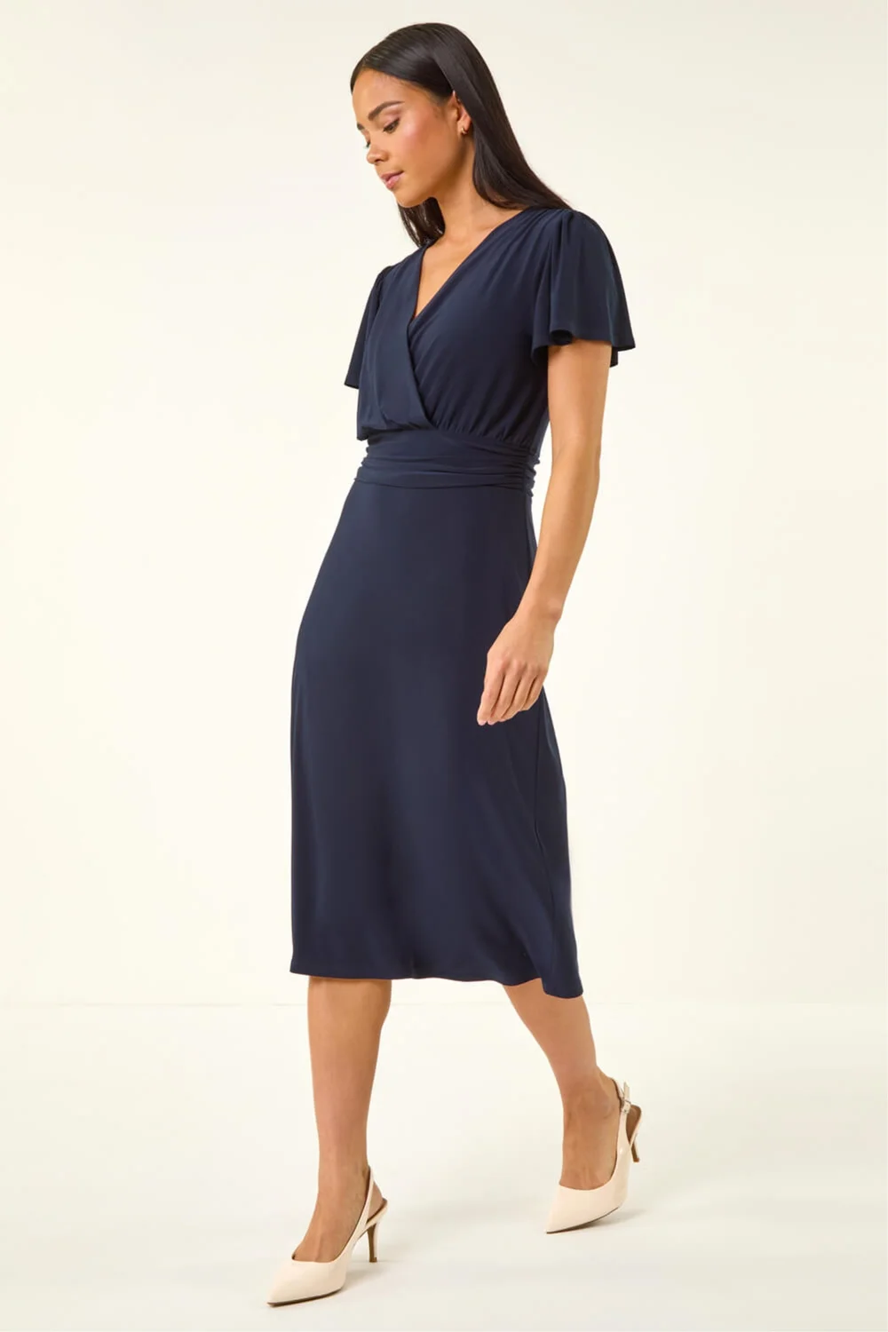 Roman Navy Petite Crossover Stretch Dress - 12 Image 1