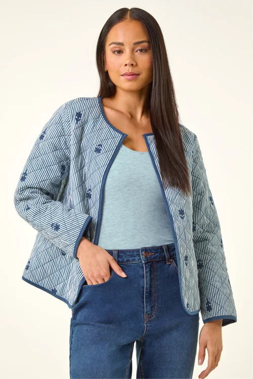 Roman Navy Petite Quilted Padded Jacket - 10 Image 4