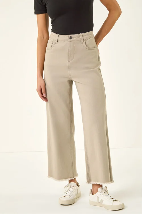 Roman Stone Petite Cotton Frayed Hem Trouser - Size 18 Image 4