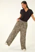 Roman Khaki Petite Animal Wide Leg Trouser - Size 14 Image 1