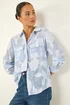 Roman Blue Petite Floral Jacquard Buttoned Blouse - Size 14 Image 1
