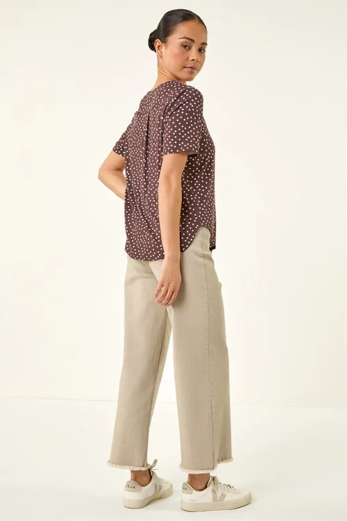 Roman Chocolate Petite Spot V-Neck Blouse - Size 18 Image 3