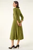Roman Khaki Stretch Crossover Midi Dress - 16 Image 3