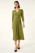 Roman Khaki Stretch Crossover Midi Dress - 16 Image 1