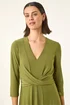 Roman Khaki Stretch Crossover Midi Dress - 16 Image 4