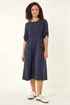 Roman Denim Textured A-Line Midi Dress - 14 Image 3