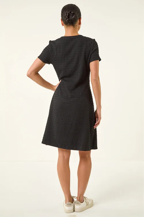 Roman Black Petite Textured Twist Front Dress - 14 Image 3