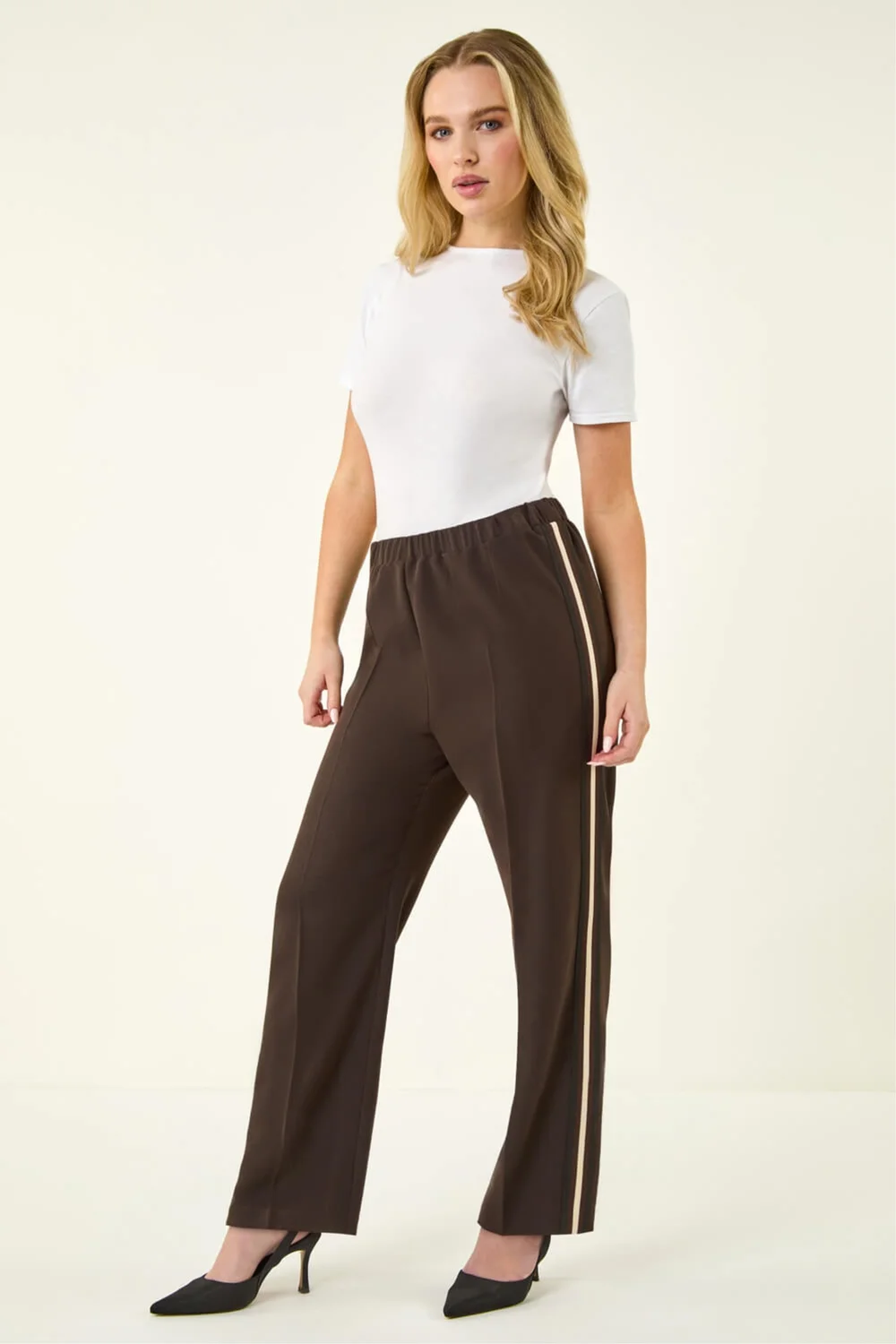 Roman Chocolate Petite Side Stripe Trouser - Size 14 Image 2