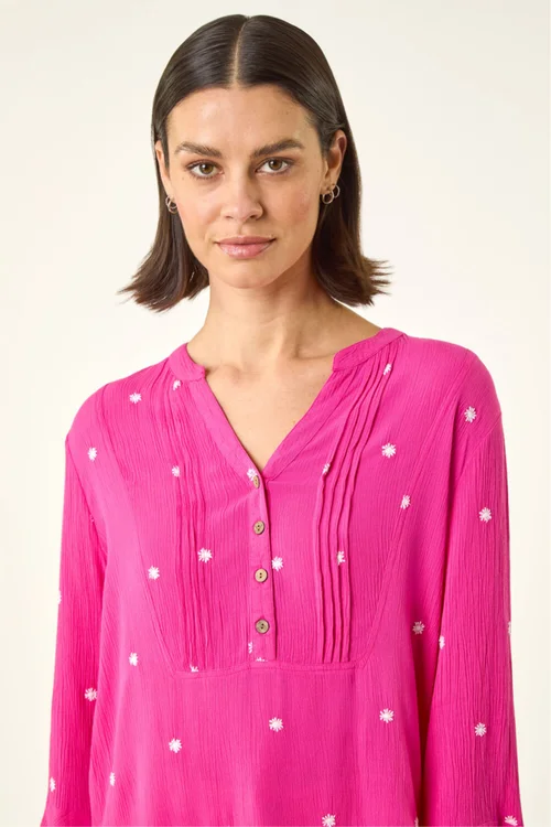 Roman Cerise Embroidered Dot Top - Size 16 Image 4