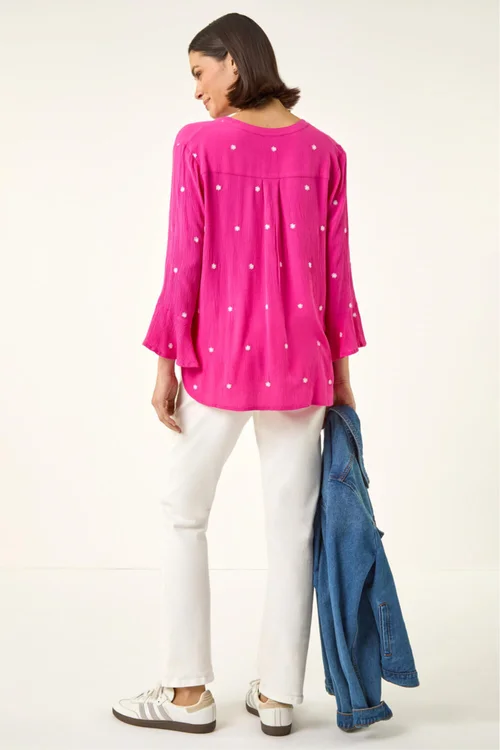 Roman Cerise Embroidered Dot Top - Size 16 Image 3