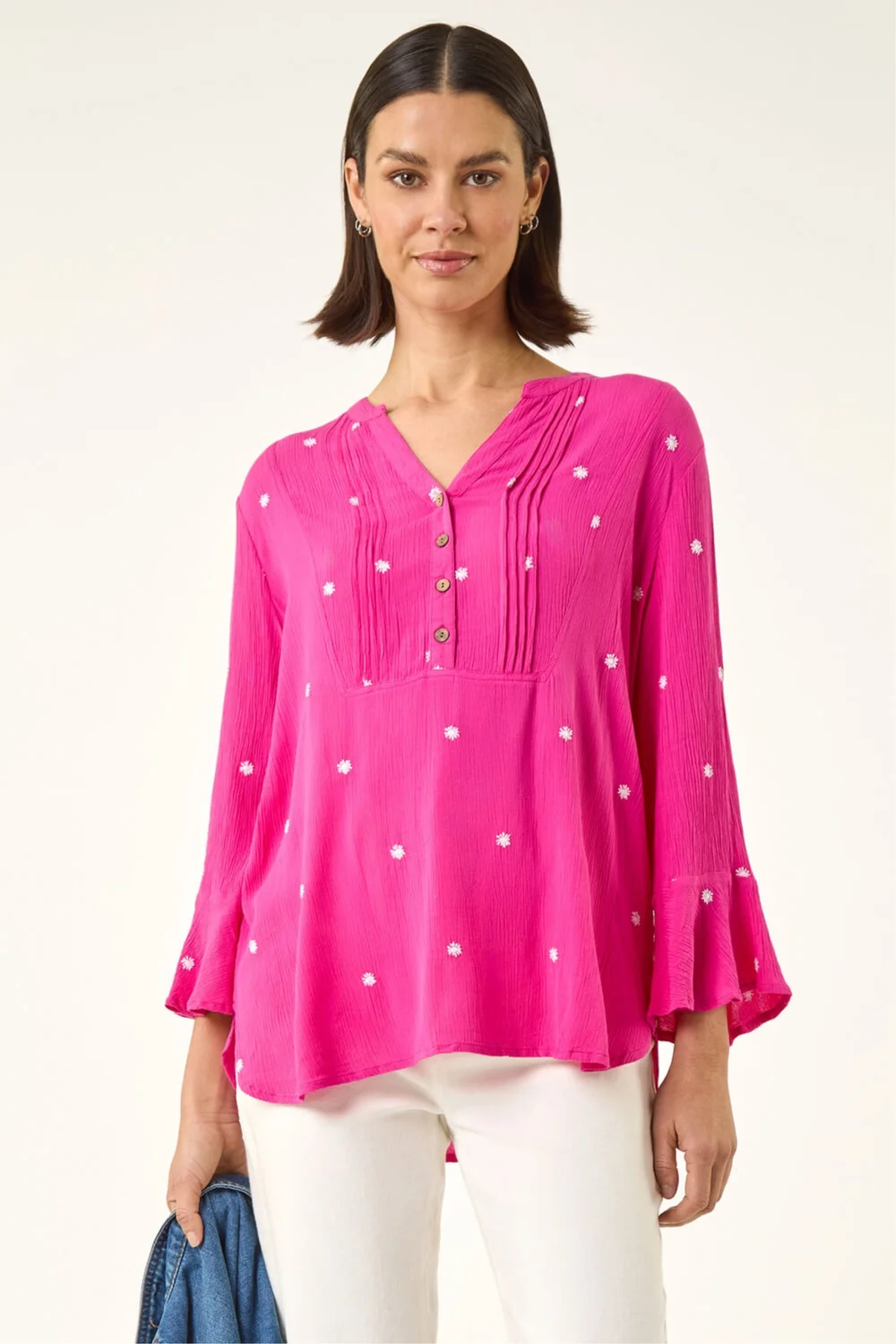 Roman Cerise Embroidered Dot Top - Size 16 Image 1