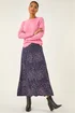 Roman Navy Floral Print Stretch Midi Skirt - 12 Image 3