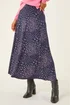 Roman Navy Floral Print Stretch Midi Skirt - 12 Image 1