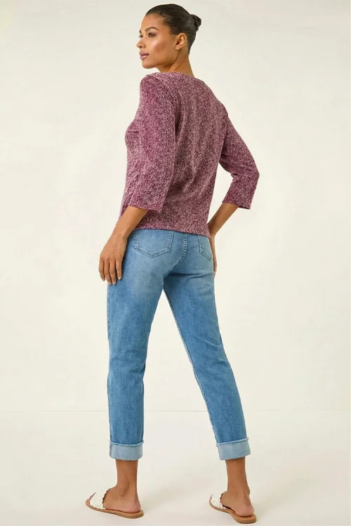 Roman Burgundy Textured Button Shoulder Top - Size 10 Image 3