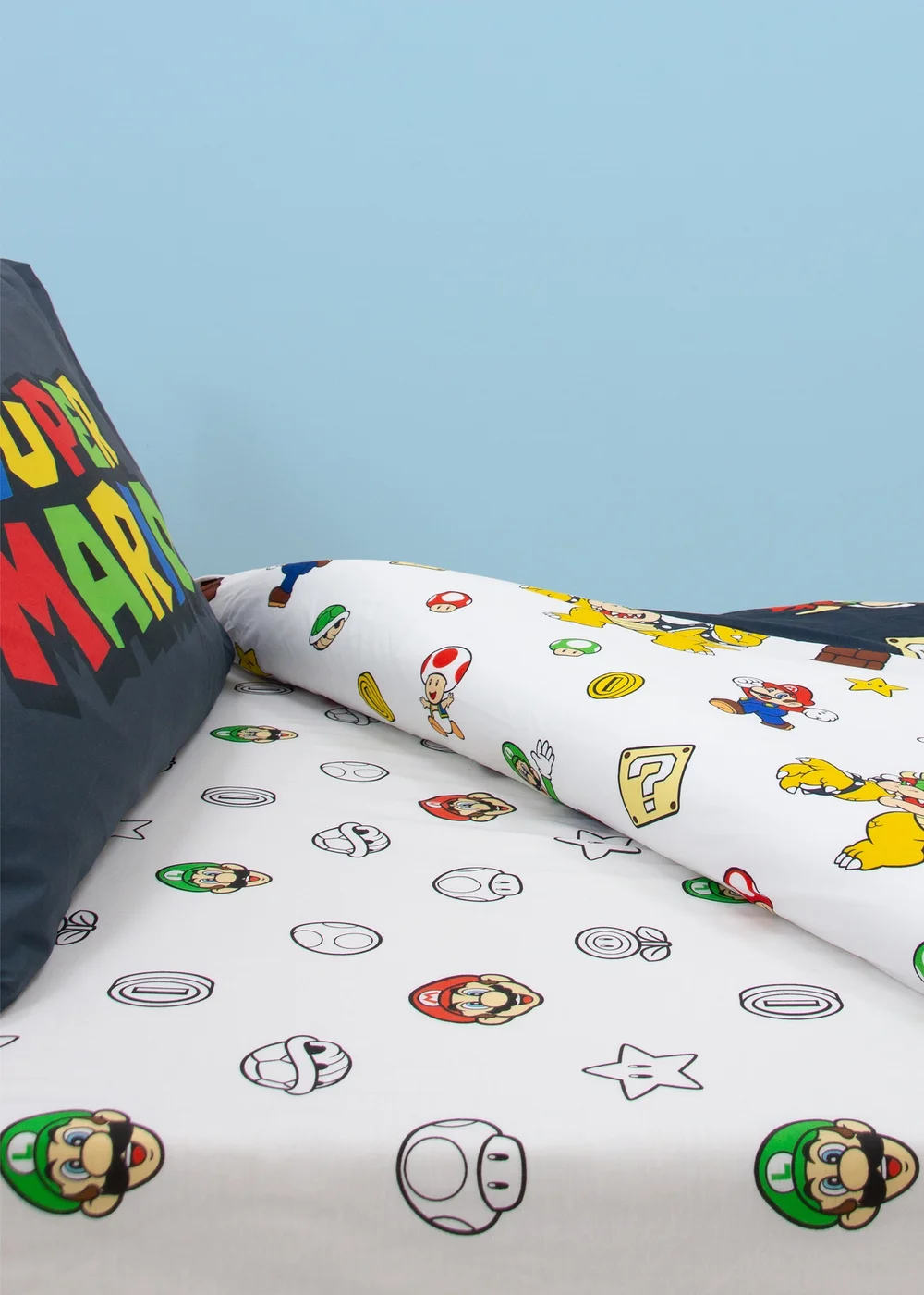 Super Mario White Fitted Sheet - Single Image 1