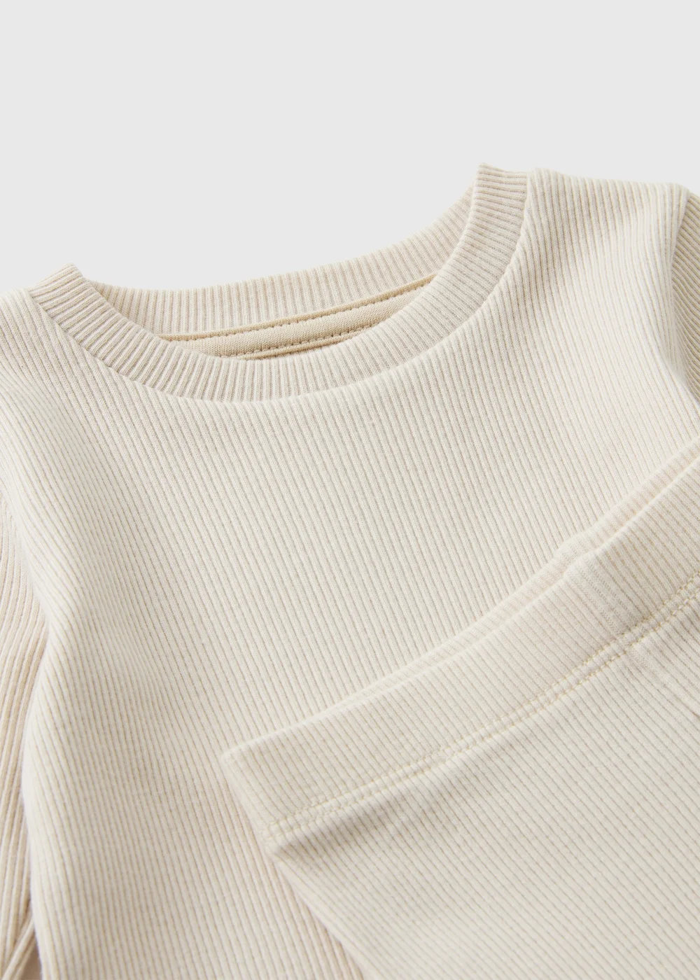 Baby Taupe Ribbed Top & Legging Set (Newborn-23mths) - Up to 1 Month Image 2