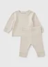 Baby Taupe Ribbed Top & Legging Set (Newborn-23mths) - Up to 1 Month Image 1