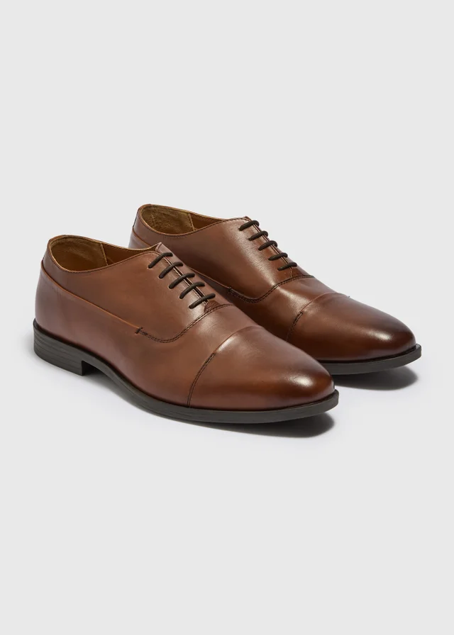 Tan Real Leather Oxford Shoes