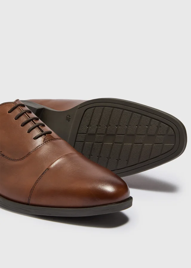 Tan Real Leather Oxford Shoes
