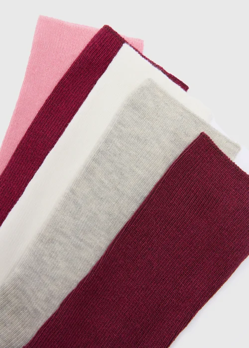 5 Pack Burgundy Ankle Socks - One Size Image 2