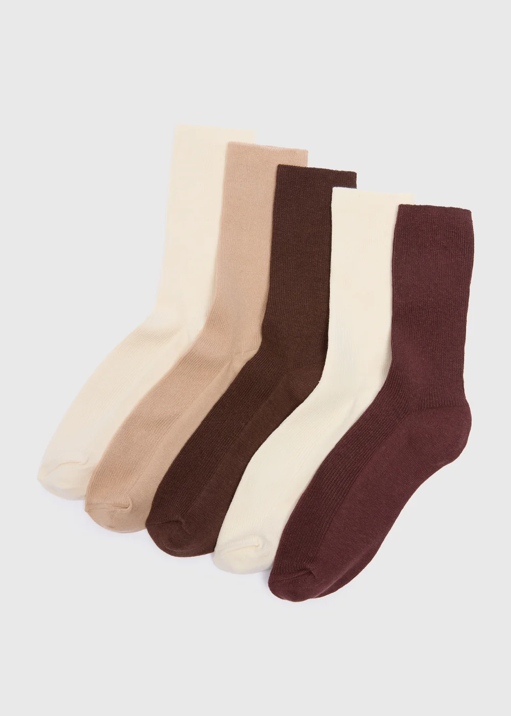 5 Pack Brown Ankle Socks - One Size Image 1