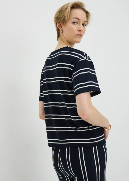Navy Stripe Soft Knit Co Ord T-Shirt - M Image 2