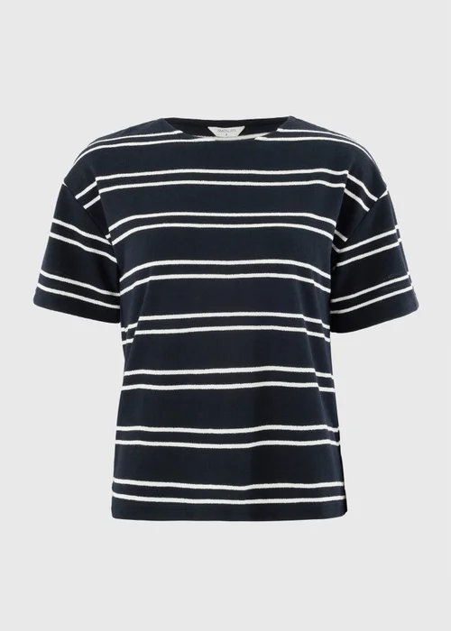 Navy Stripe Soft Knit Co Ord T-Shirt - M Image 4