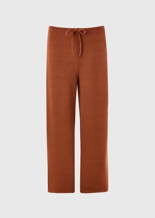 Terracotta Soft Knit Wide Leg Co Ord Trousers - 8/L29 Image 3