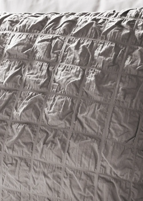 Grey Check Seersucker Duvet Set - Double Image 2