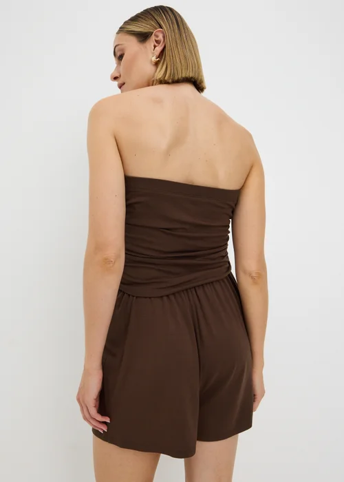 Chocolate Brown Plain Bandeau Playsuit - L Image 2
